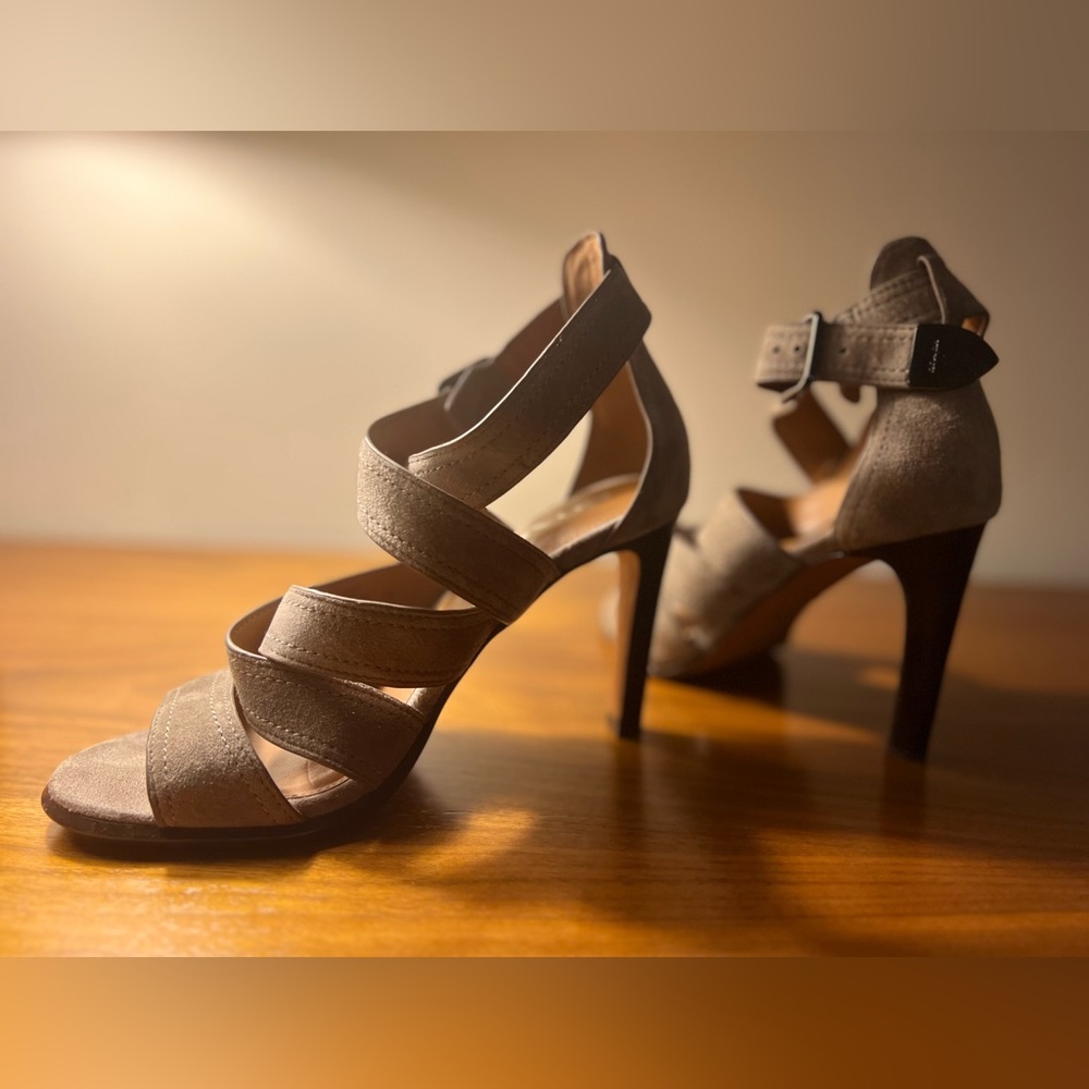COACH Suede Gray 4” Heels (7.5)